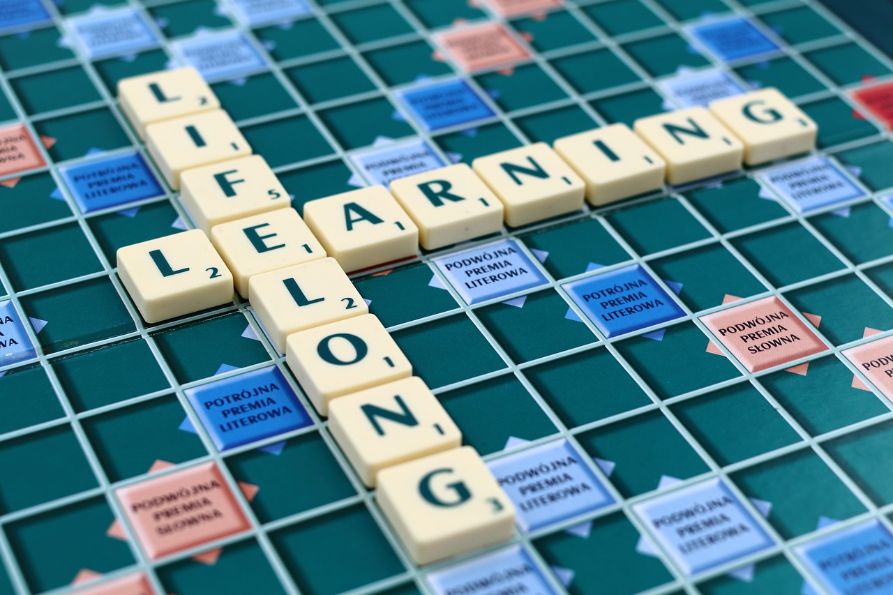 Scrabble board with a text: Lifelong Learning