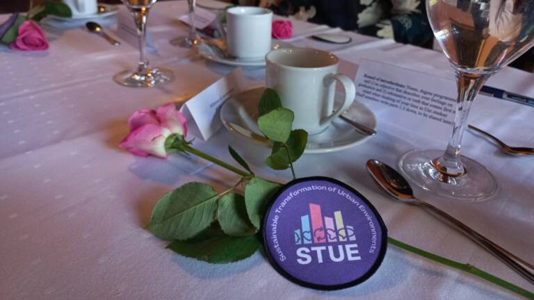 Rose and STUE patch on the lunch table.