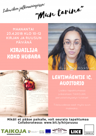 Koko Hubara vierailee Omniassa Kirjan ja ruusun päivänä 2018