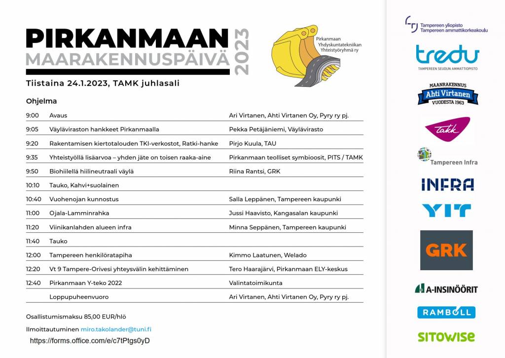 Pirkanmaan maarakennuspäivän 2023 ohjelma