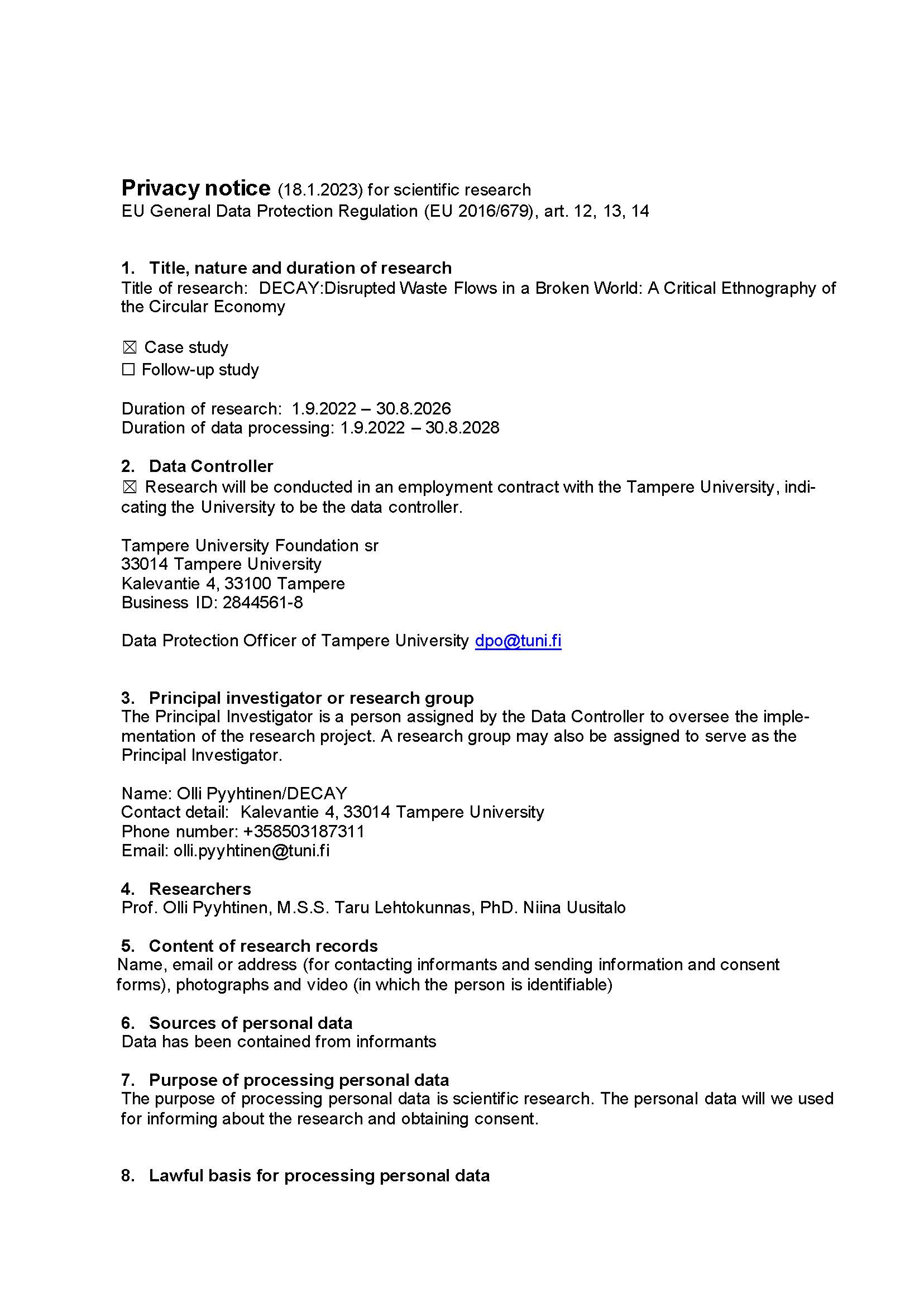Privacy notice, page 1