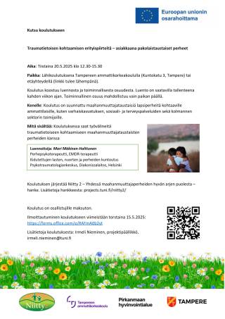 Kuvassa tekstitiedosto, jossa kerrotaan koulutuksen sisällöstä ja ilmoittautumisesta.