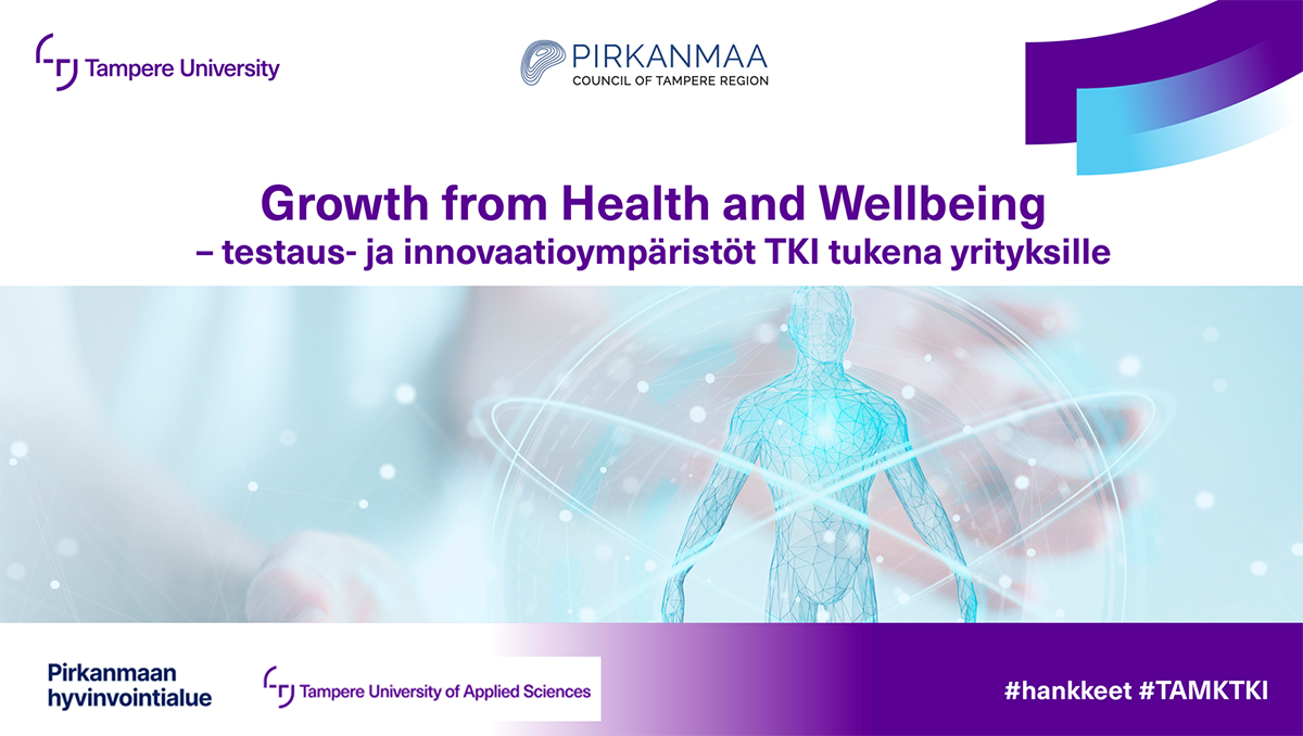 Growth from Health and Wellbeing -teksti ja tyylitelty ihmishahmo.