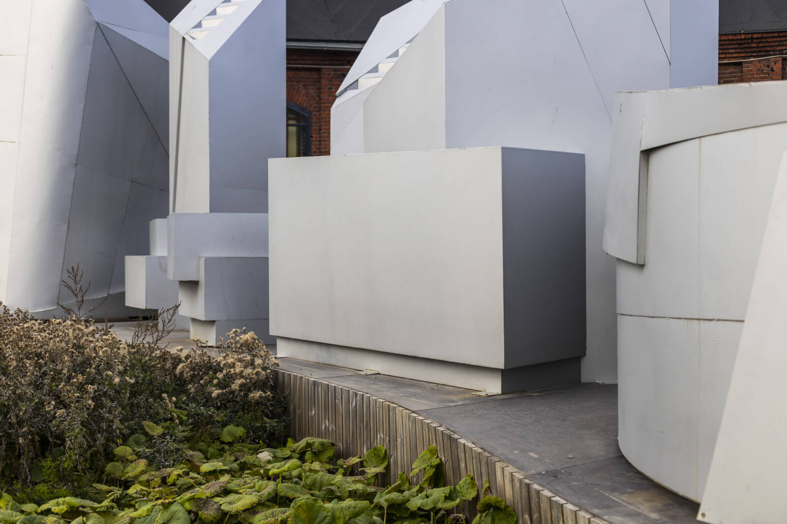 Miniature buildings.