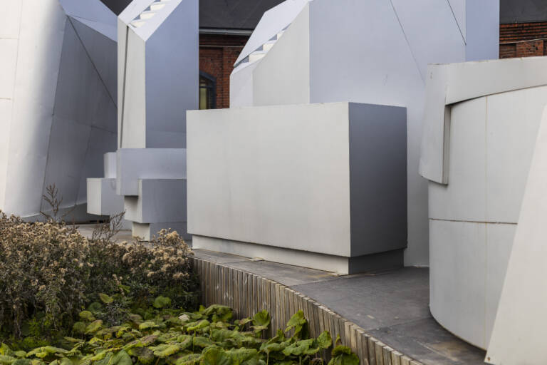 Miniature buildings.