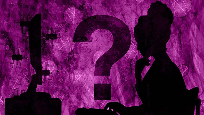 Nainen ja iso kysymysmerkki