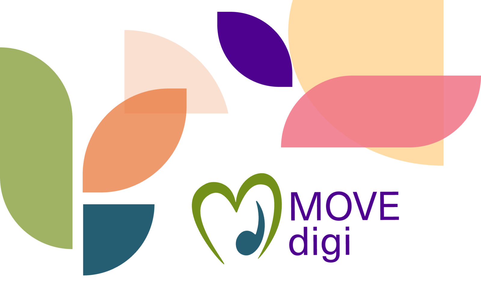 MOVEdigi logo ja värikkäät muodot