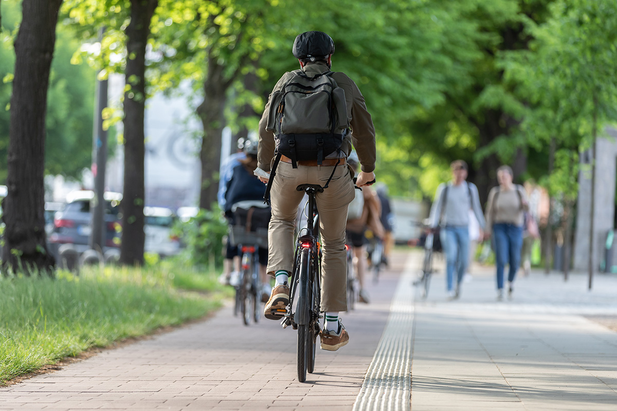 A man cycling.