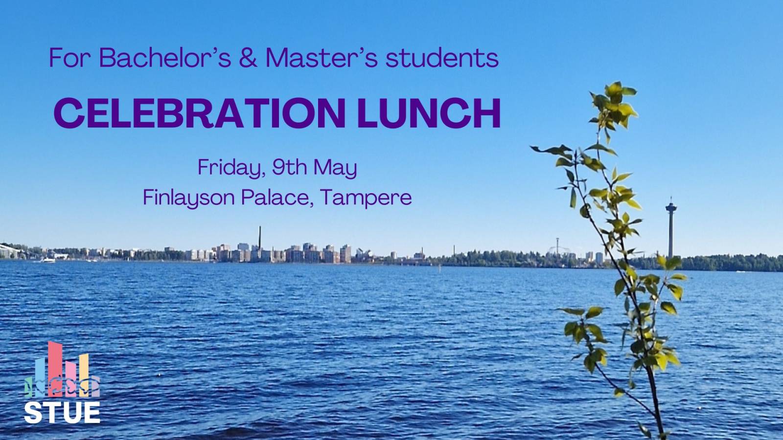 Info image with a landscape of Tampere. All the info is also written in the text below.