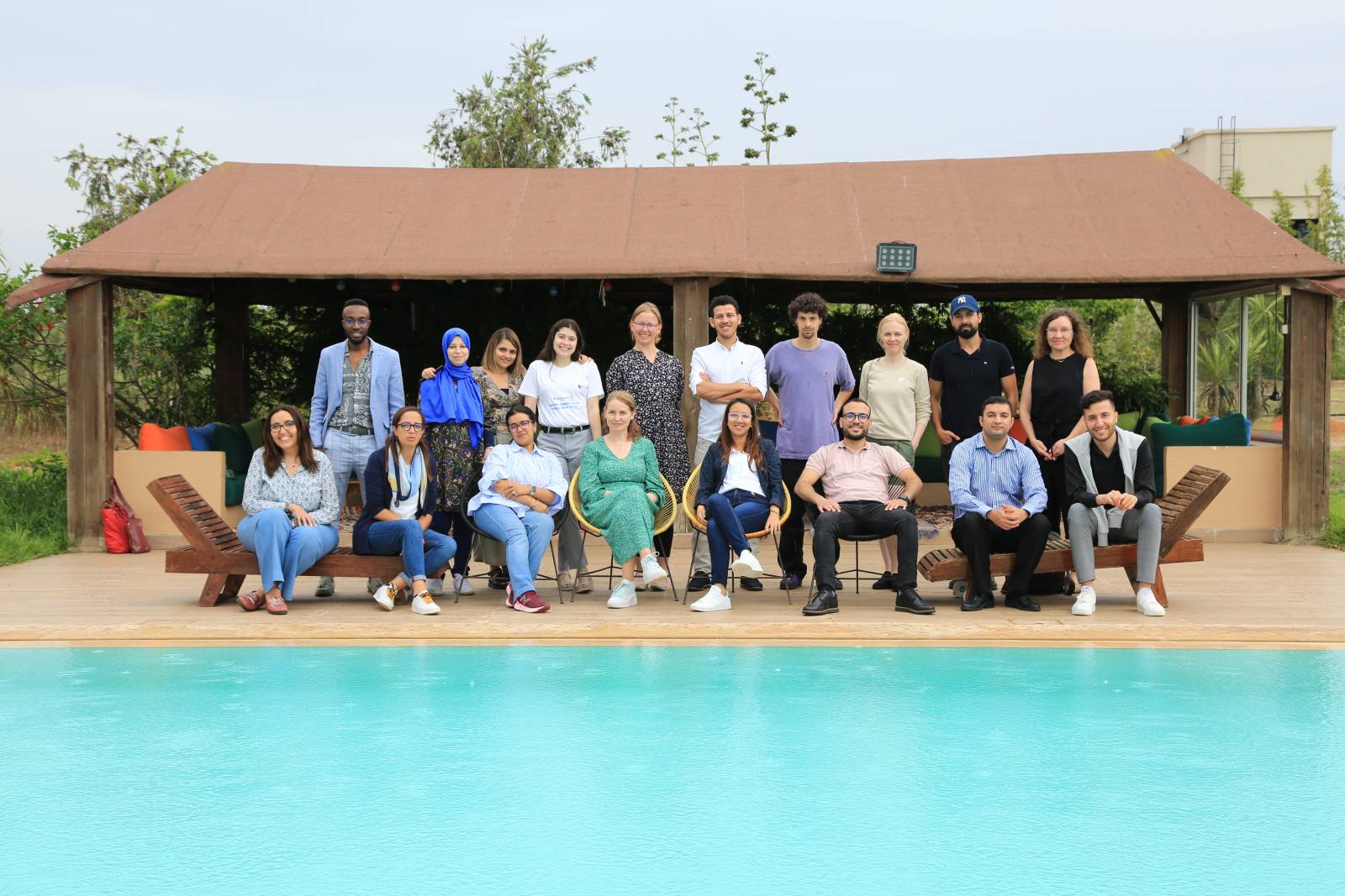 Group of researchers by pool