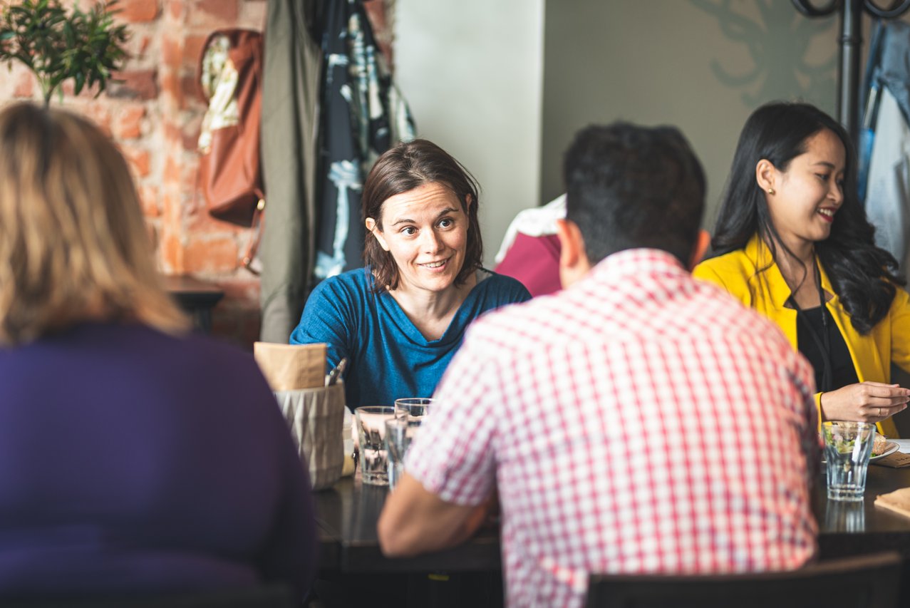 Mentors and Mentees sharing experiences.