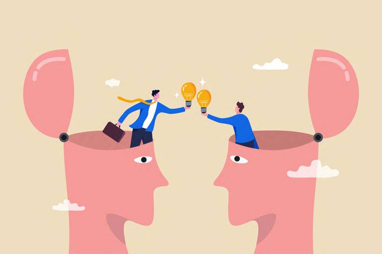 Piirroskuva avonaisista aivoista, joista ihmiset kurkistavat.