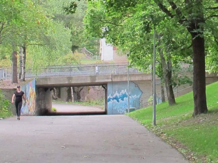 Kuva lähiön kävelyreitistä.