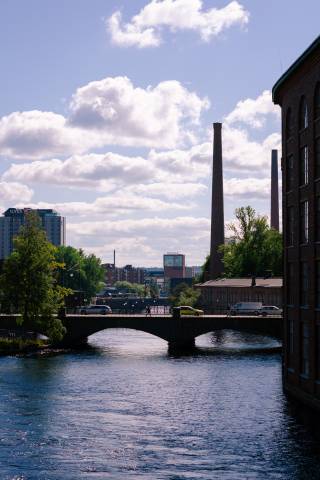 Tampere rapids and city scape