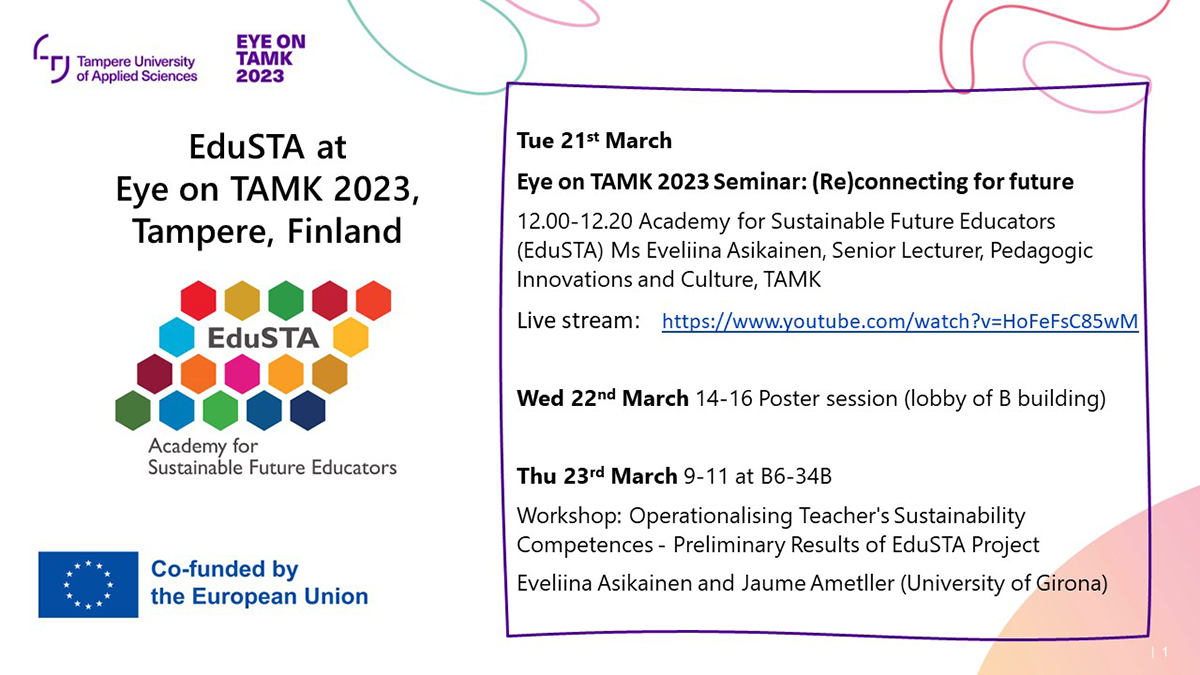 EduSTA Project program at Eye on TAMK event March, 2023.