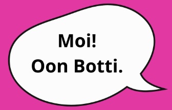 Puhekupla, jossa lukee Moi! Olen botti.