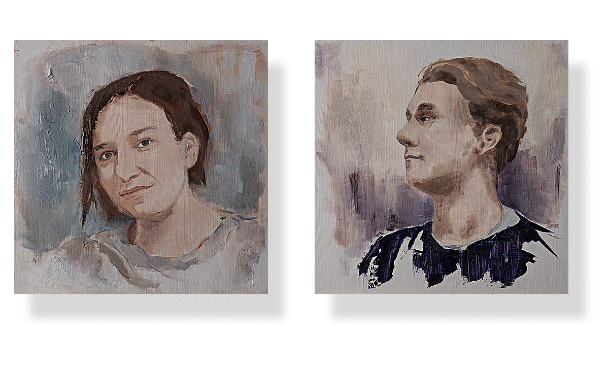 Maalatut muotokuvat kahdesta nuoresta henkilöstä