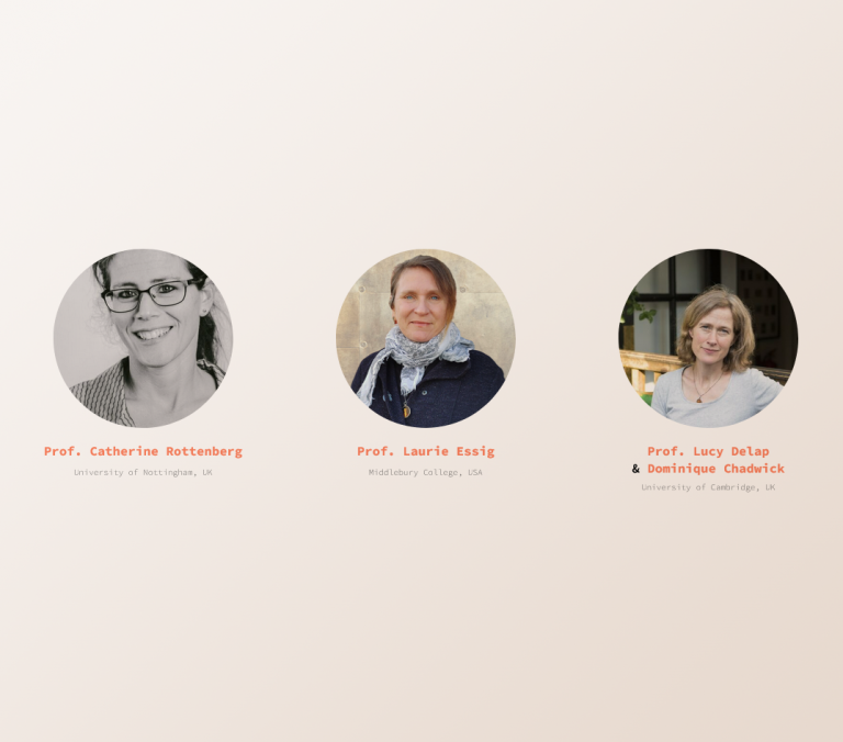 Photos of Laurie Essig, Catherine Rottenberg and Lucy Delap