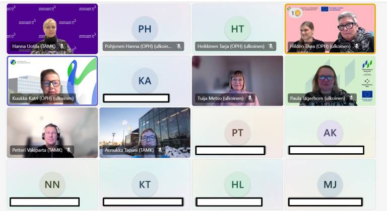 Teams osallistujista kuvakaappaus.