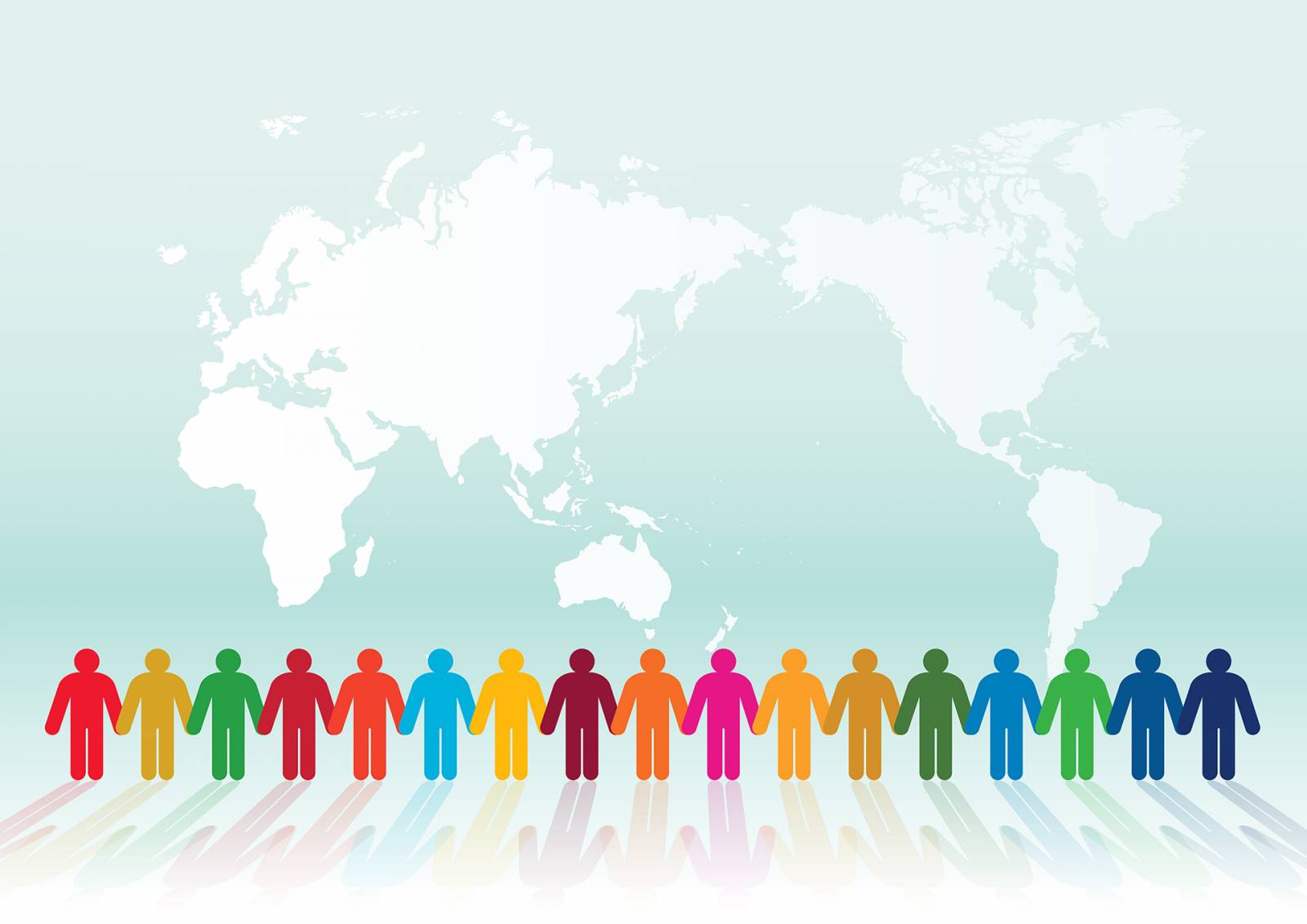 Human hand in hand, colored with SDGs Sustainable Development Goals' colours.