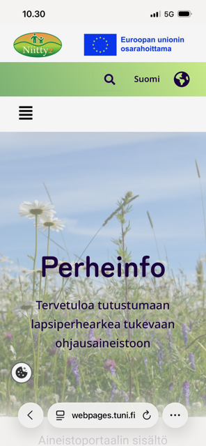 Kuva niitystä, jossa lukee Perheinfo.