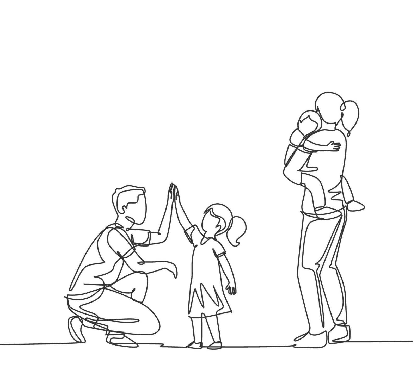 Kuvassa toinen aikuinen antaa läpyn ja toinen aikuinen pitää lasta sylissä