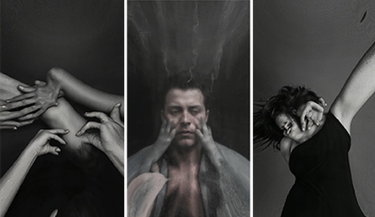 Screenshot from author’s interactive installation (2024). The spectator’s face is used as an input for generative AI to create a new augmented reality.