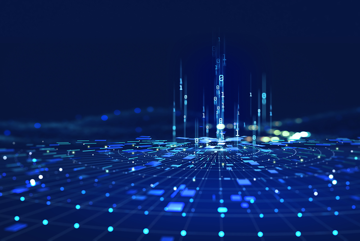 Älykästä kaupunkia ja big dataa kuvaava 3D-kuva.