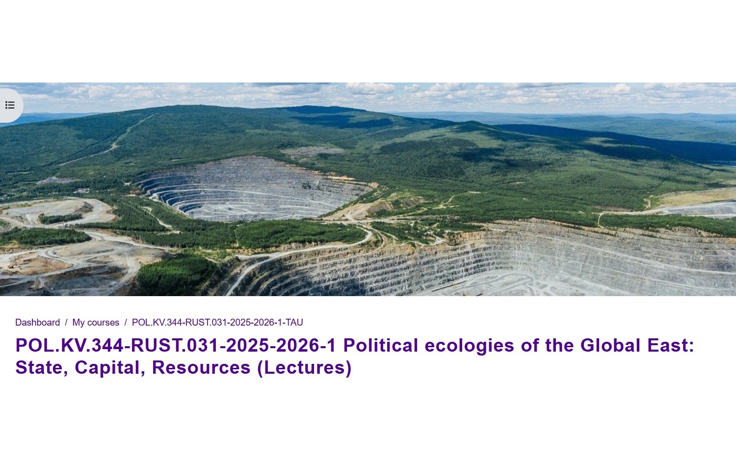 a mining pit and a name of the course