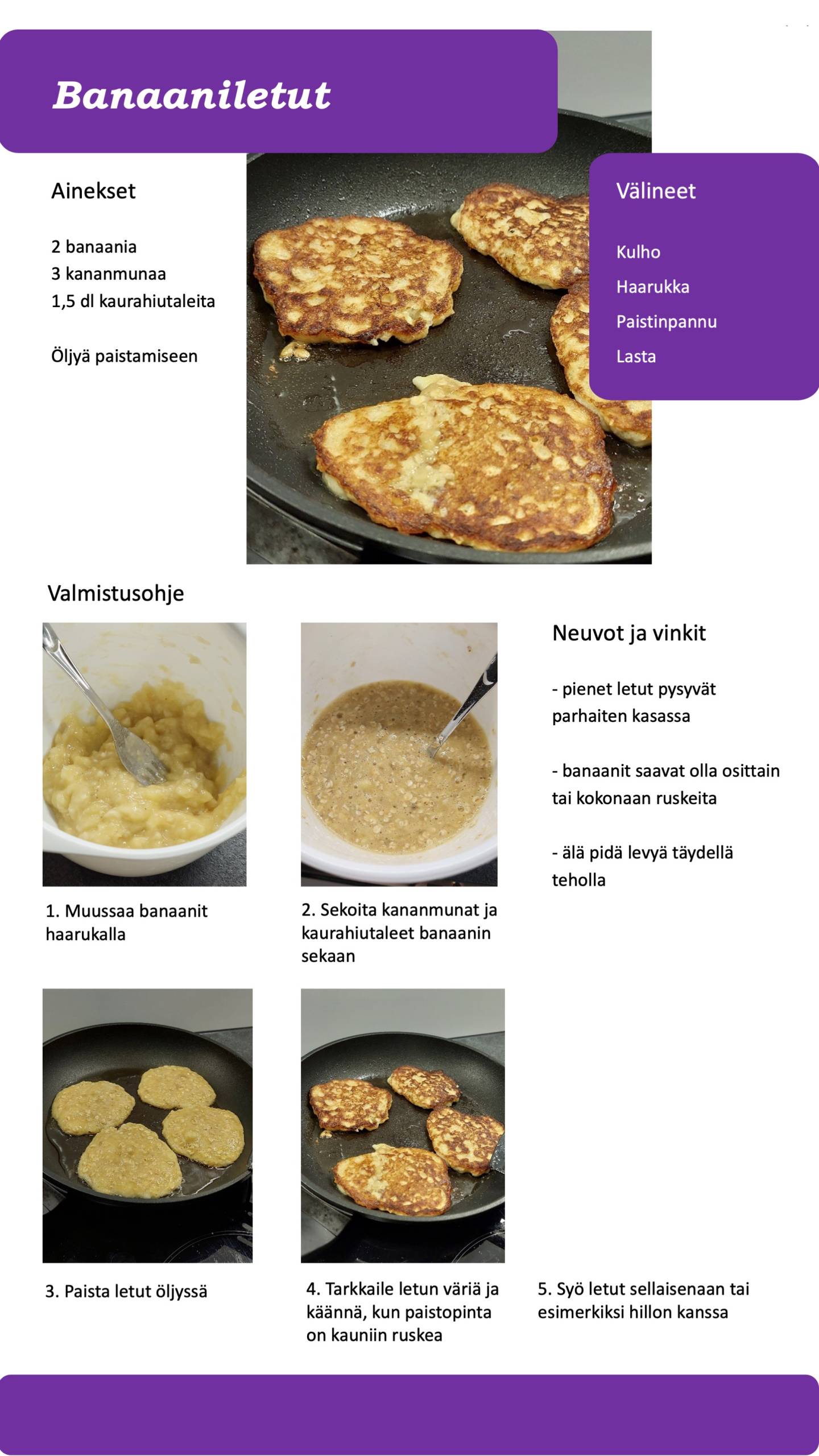 Banaanlettujen resepti