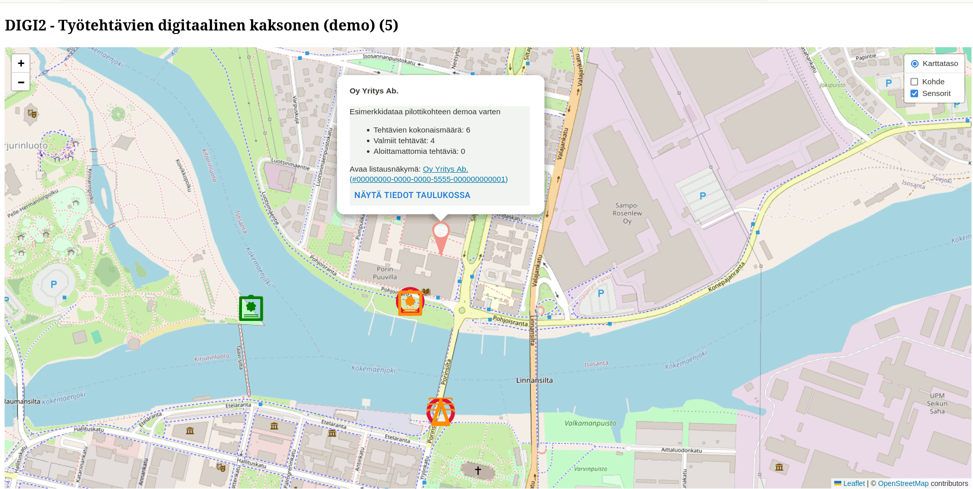 Tuhat-sovelluksen näkymiä
