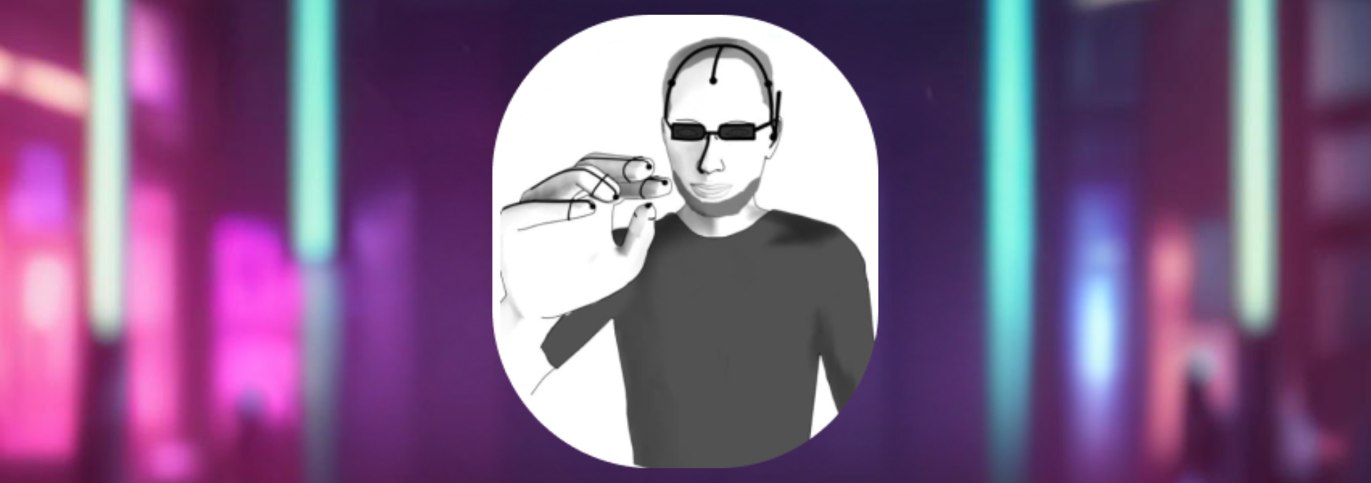 An icon of a human wearing AR-headsets and sensors.