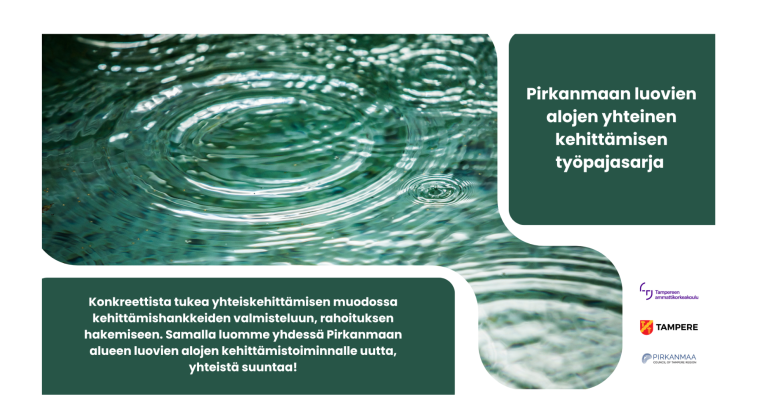 Pirkanmaan luovien alojen yhteinen kehittämisen työpajasarja. Konkreettista tukea yhteiskehittämisen muodossa kehittämishankkeiden valmisteluun, rahoituksen hakemiseen ja samalla luomme yhdessä Pirkanmaan alueen luovien alojen kehittämistoiminnalle uutta, yhteistä suuntaa!