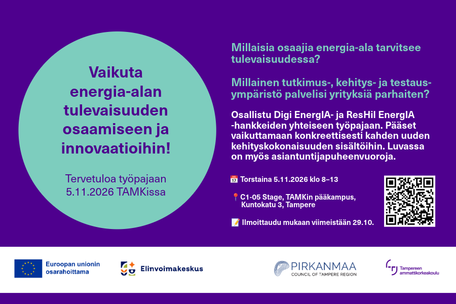 Kutsu työpajaan ja rahoittajien logot.