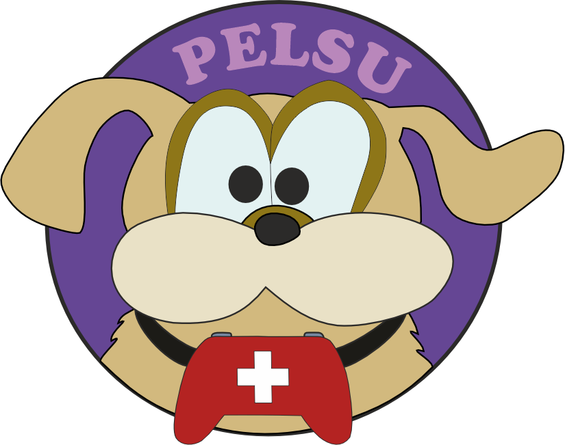 Hankkeen logo, jossa koira peliohjaimen kanssa.