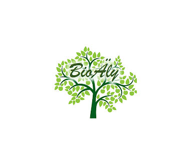 BioÄly logo. Piiretty lehtipuu, jonka lehtienpäällä lukee BioÄly