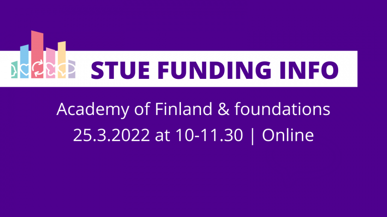 STUE funding info on 25.3. at 10-11.30.