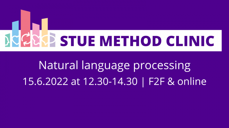Welcome to the method clinic on natural processing tools. STUE's logo.