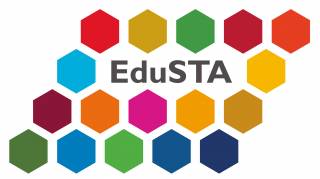 EduSTA project logo, honey comb shapes in different colours.