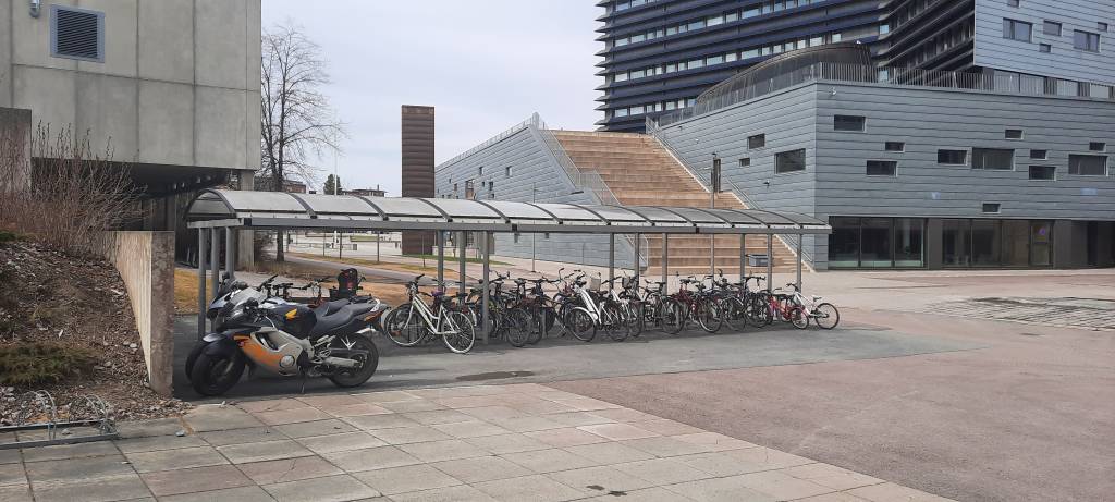 Covered bike rack at Hervanta campus.