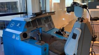A flight simulator at the KLM XR Center of Exellence.