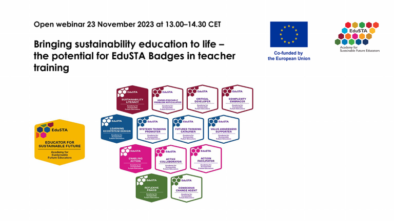 Webinar invite Bringing sustainability education to life – the potential for EduSTA Badges in teacher training.